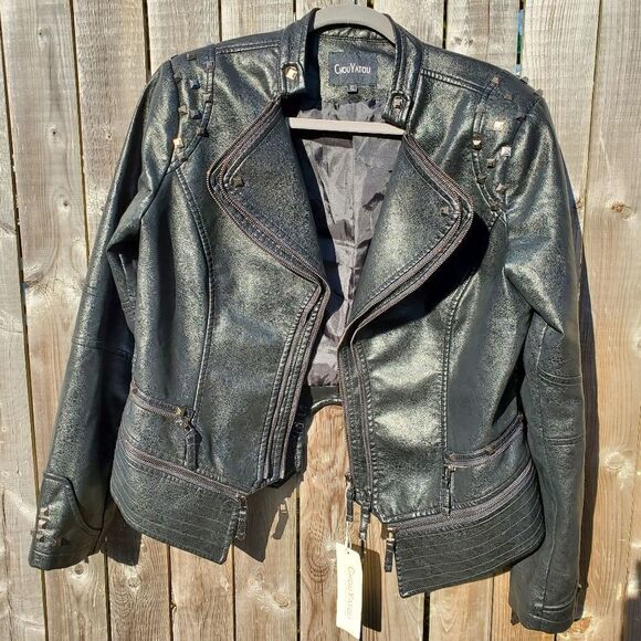 Black Faux Leather Moto Jacket - Picture 1 of 16